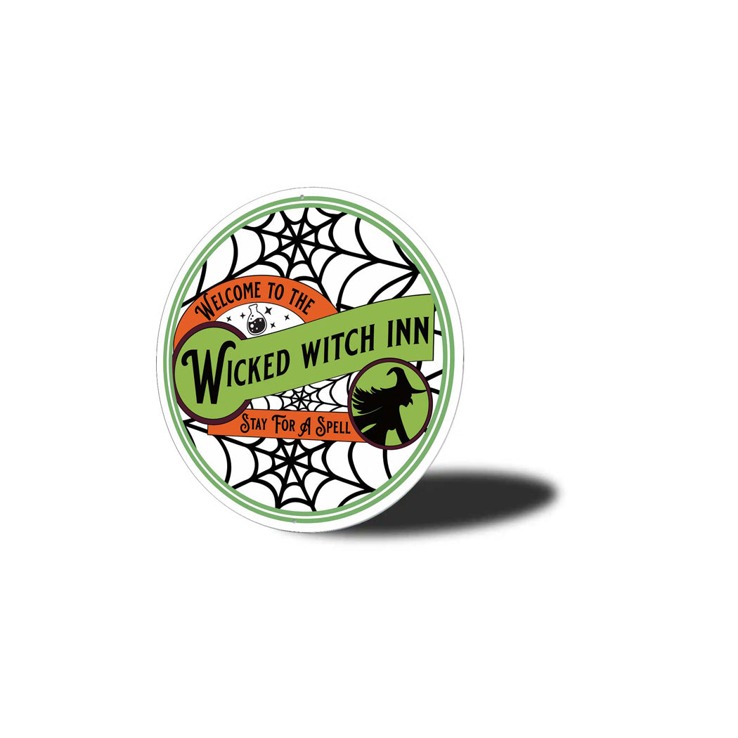 Wicked Witch Inn Spider Web Halloween Sign