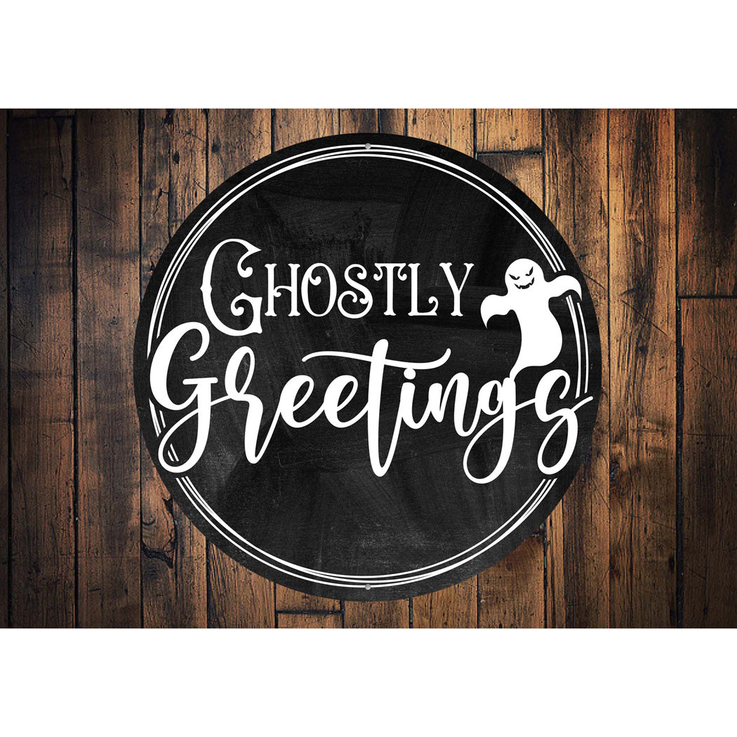 Ghostly Greetings Halloween Ghost Sign