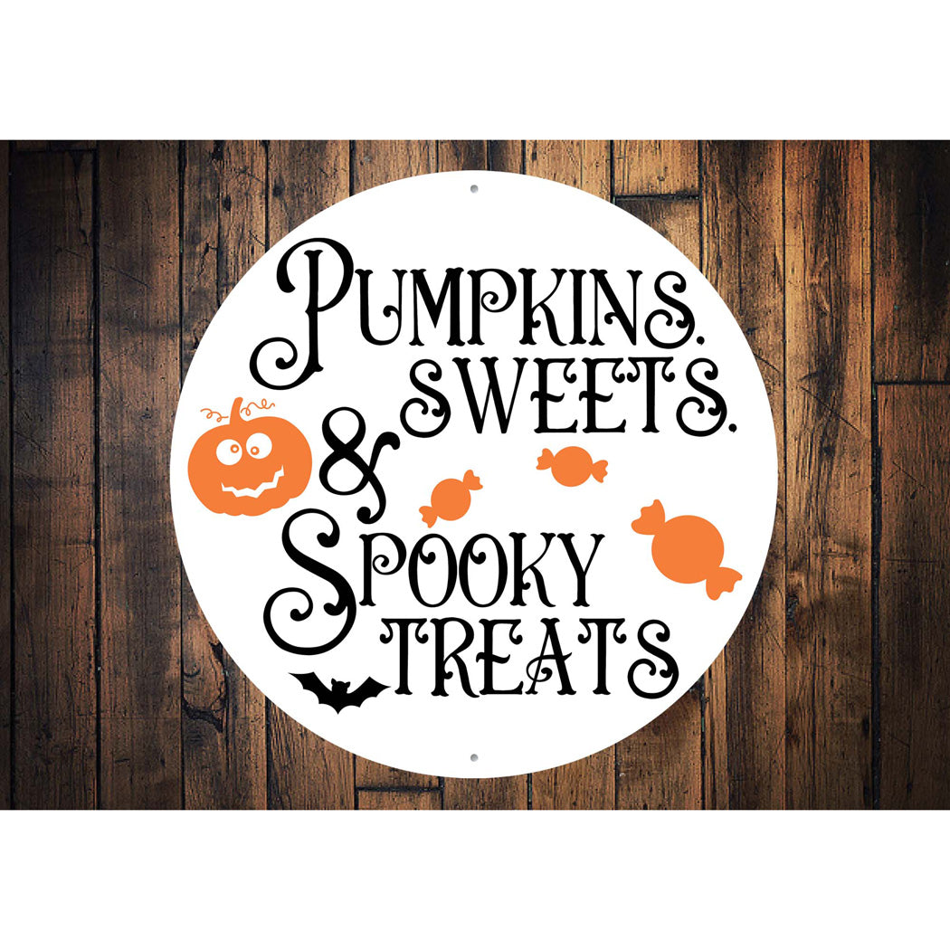 Pumpkins Sweets Spooky Treats Halloween Sign