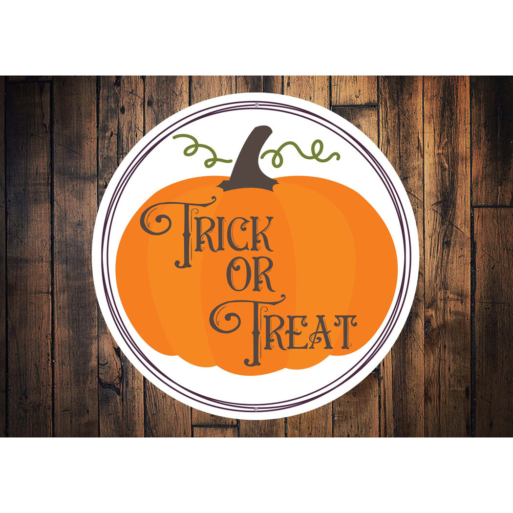 Trick Or Treat Pumpkin Halloween Sign