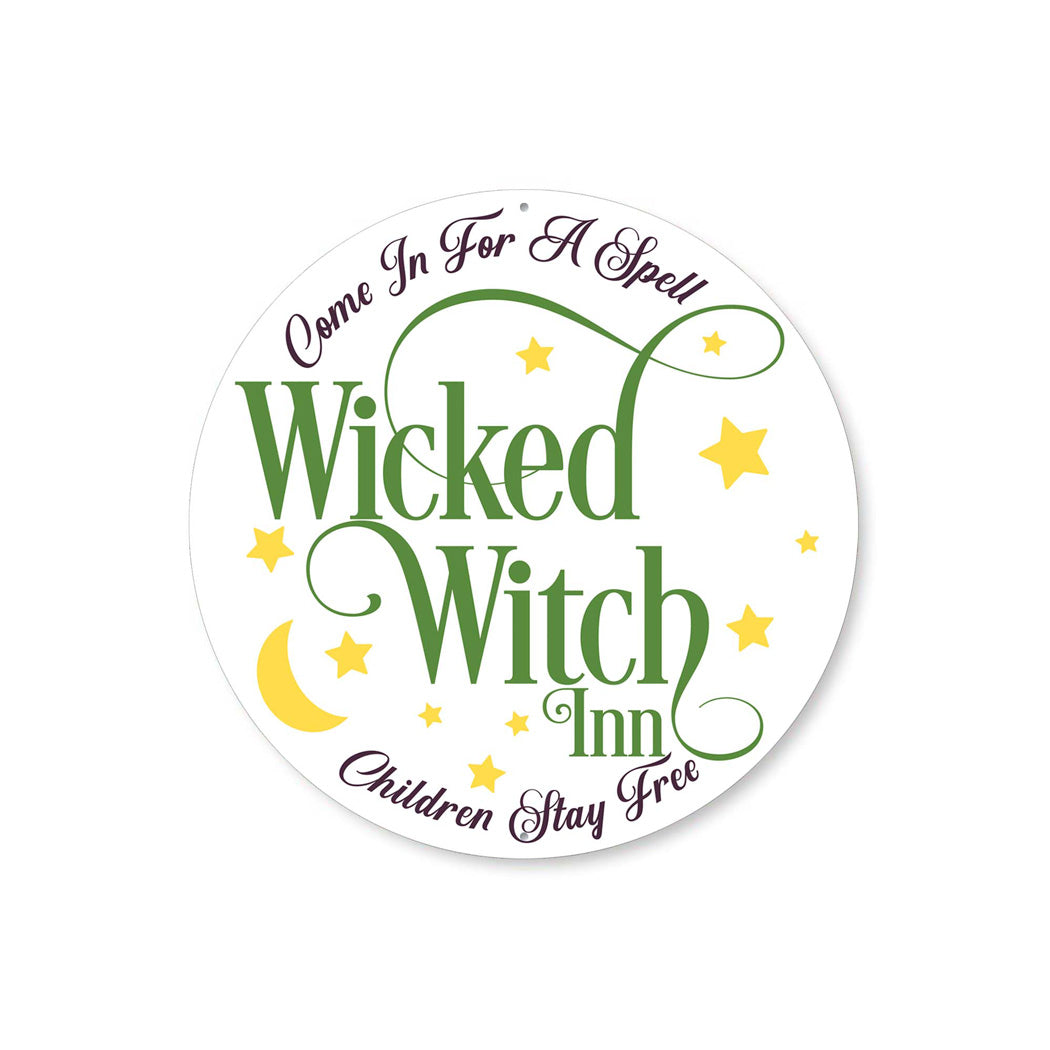 Wicked Witch Inn Round Halloween Sign