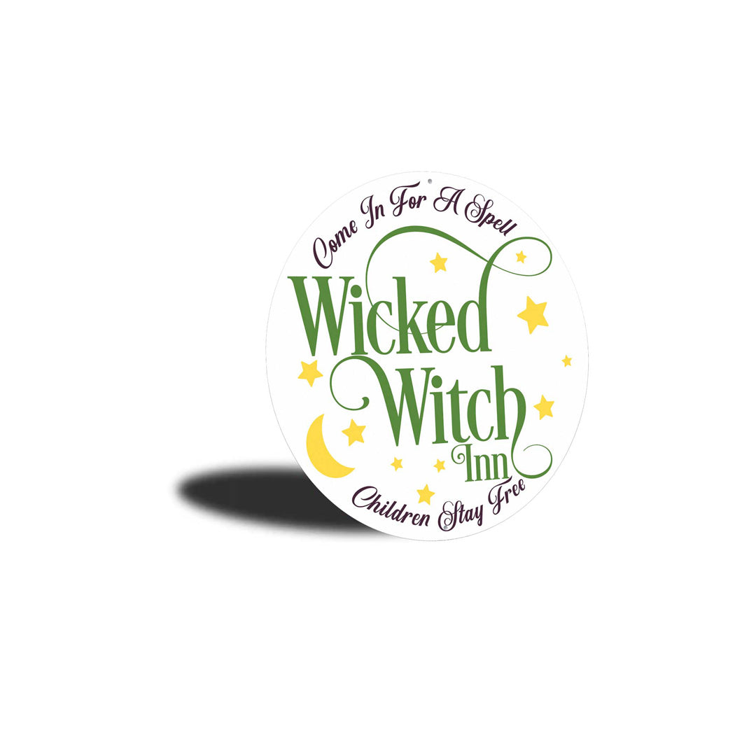 Wicked Witch Inn Round Halloween Sign