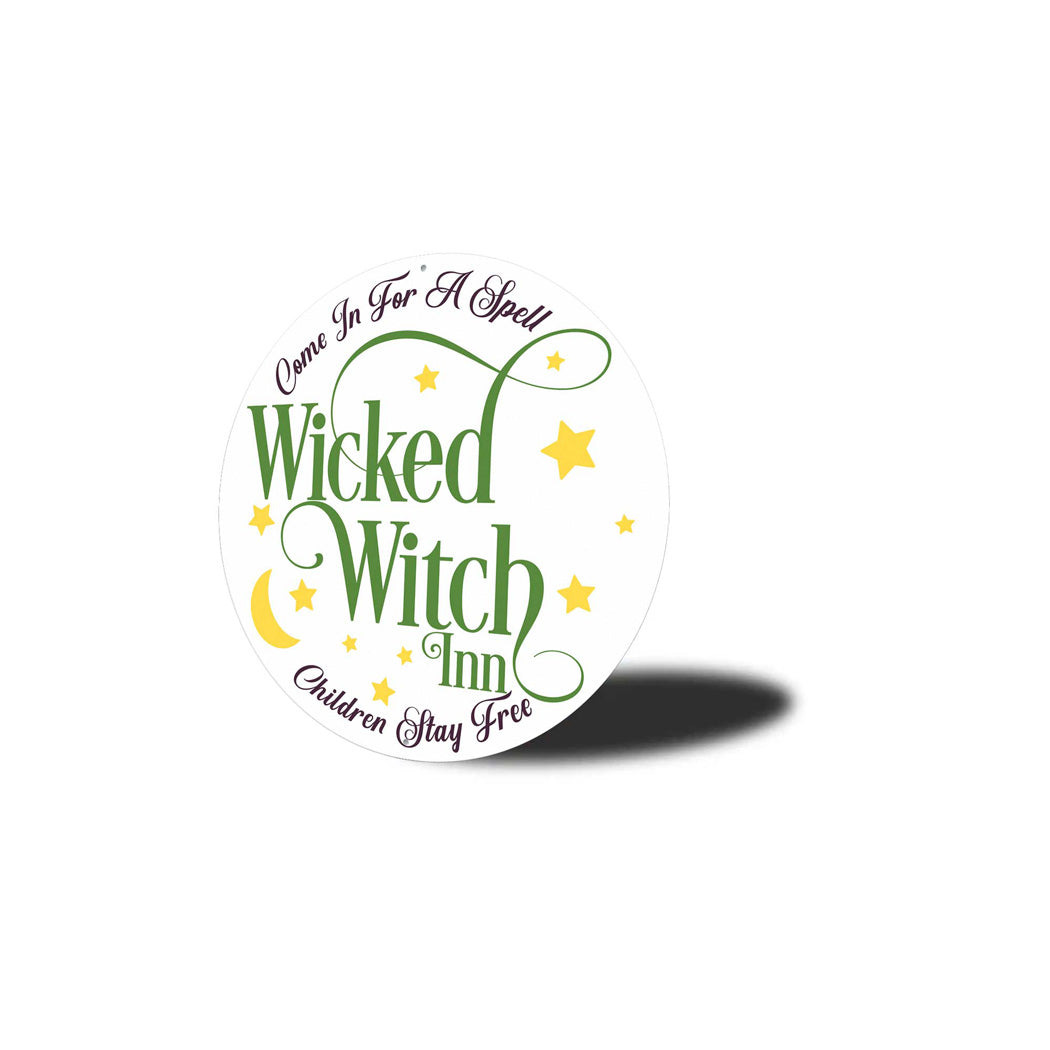 Wicked Witch Inn Round Halloween Sign